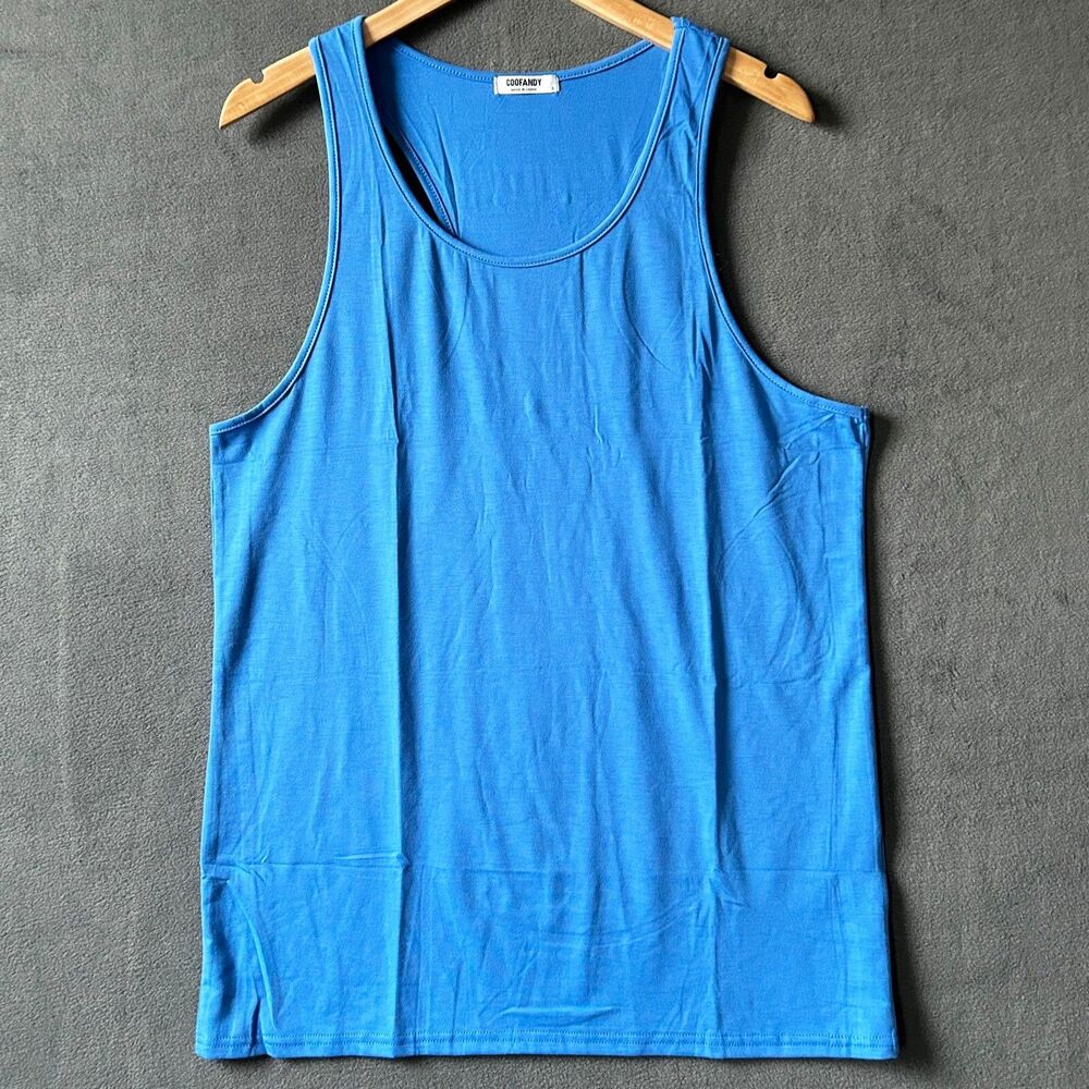 Coofandy Tank Top Men's Size Small Blue Sleeveless Y-Back Gym Fitness T-Shirt